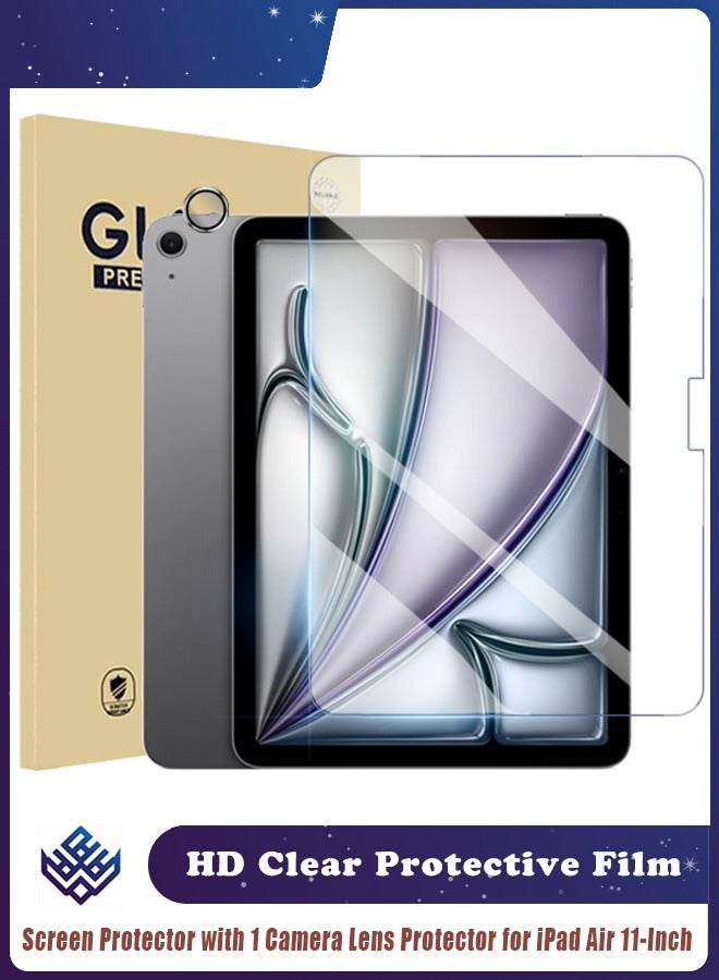 واقي شاشة لجهاز iPad Air مقاس 11 بوصة (M3 2025/M2 2024) - غشاء زجاجي مقوى لجهاز iPad Air A3266/A3267/A3270/A2902/A2903/A2904 مع واقي عدسة كاميرا واحد، واقي شفاف عالي الوضوح مقاوم للخدش بصلابة 9H - Image 1